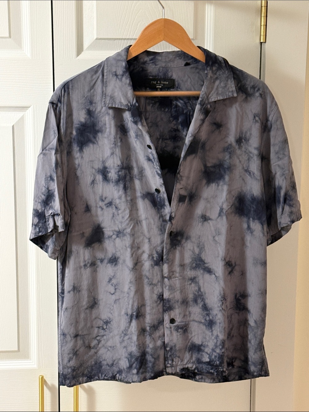 Rag & Bone - Men's Short Sleeve Tie-Dye Shirt in Charcoal Gray